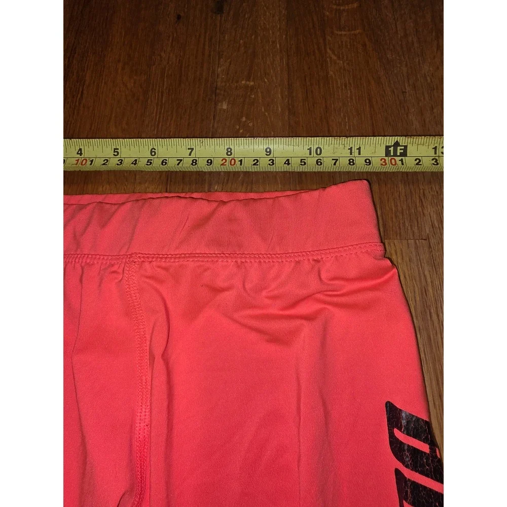 Puma Girls Medium 8-10 Neon Pink Coral Athletic Leggings Logo Graphic Pants